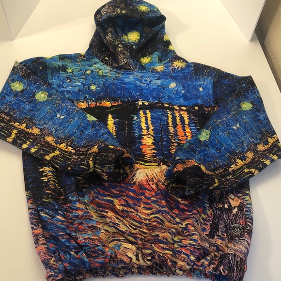 Yizzam Hoodie Sweat Shirt Size M, Van Gogh "Starry Night over the Rhone" - Picture 2 of 10